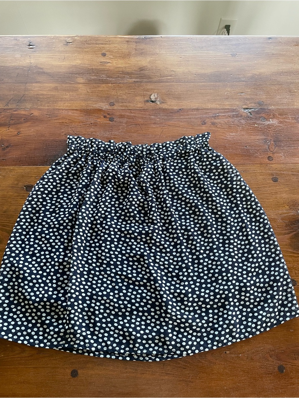 Polka Dot Elastic Waist Skirt - Navy & White